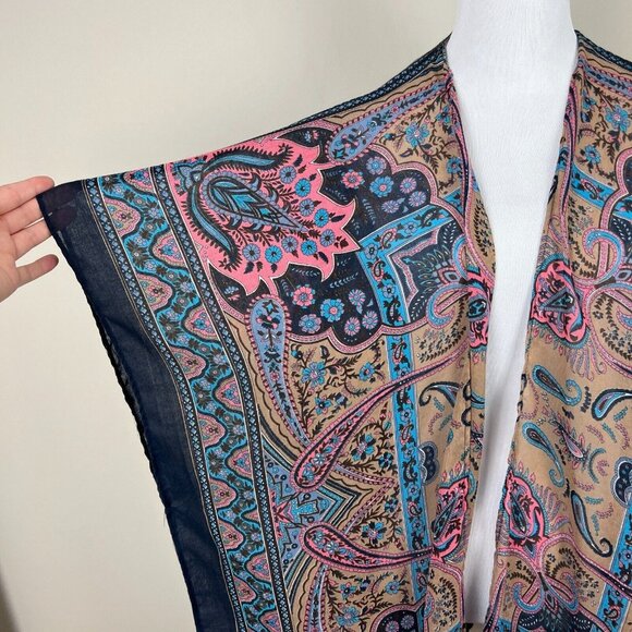 Soft Surroundings Kimono Topper One Size Colorful Floral Paisley Lightweight - Picture 4 of 12